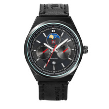 跨境手表商务假机械假小两针日历夜光石英表男士腕表PU皮带N923