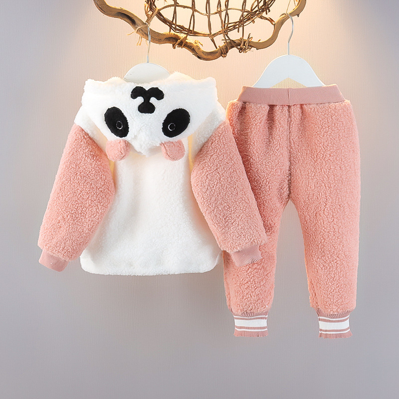 kid's clothing Winter girl plus cashmere two-piece set_voghion.com