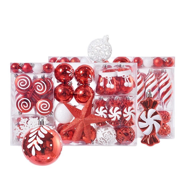 Adornos de estilo especial de Navidad transfronteriza 130pcs caja de regalo estrella de techo de árbol conjunto de bolas de Navidad colgante de árbol de Navidad