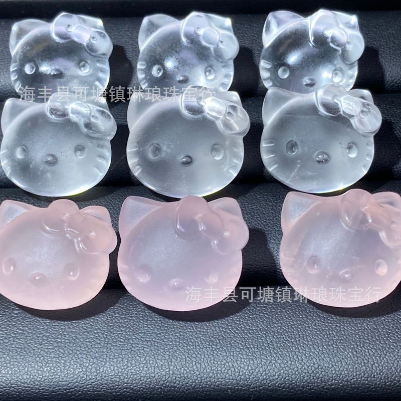天然水晶キティ猫ヘッドペンダントハンドブレスレットハローキティヘッド彫刻 diy ブレスレットアクセサリーファッショナブルで絶妙で新鮮|undefined