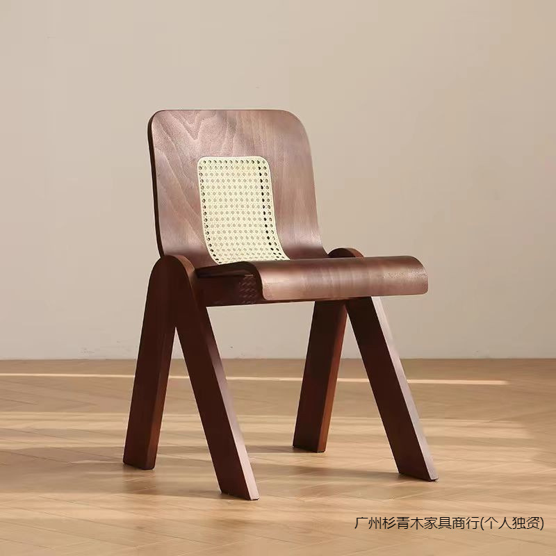 爆款侘寂风设计师中古C椅复古藤编家用办公卧室法式轻奢靠背餐椅|undefined