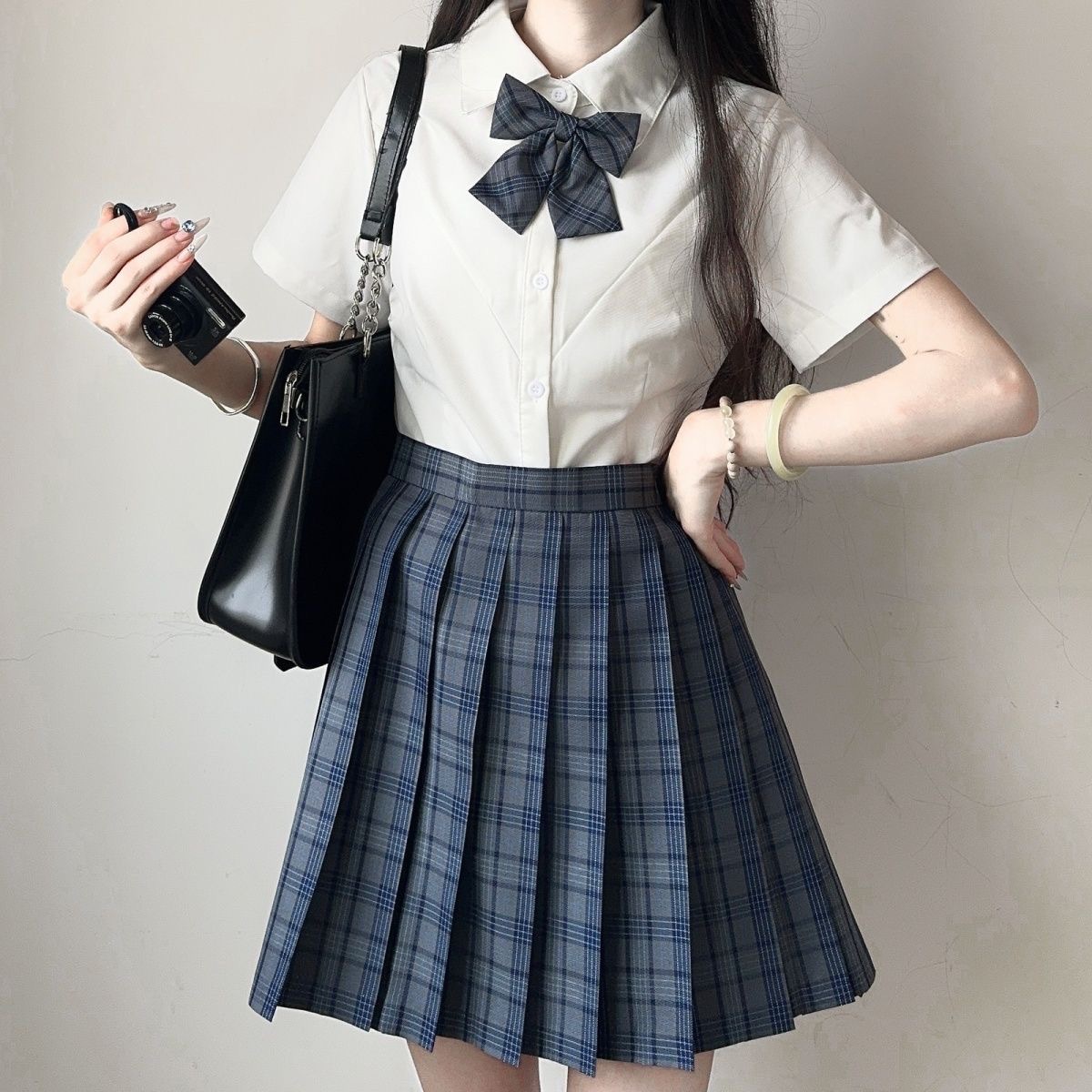 여름 JK 유니폼 허리 대학 스타일 스커트 소녀 스타일 주름 치마 스커트 높은 허리 스커트 공장 공급