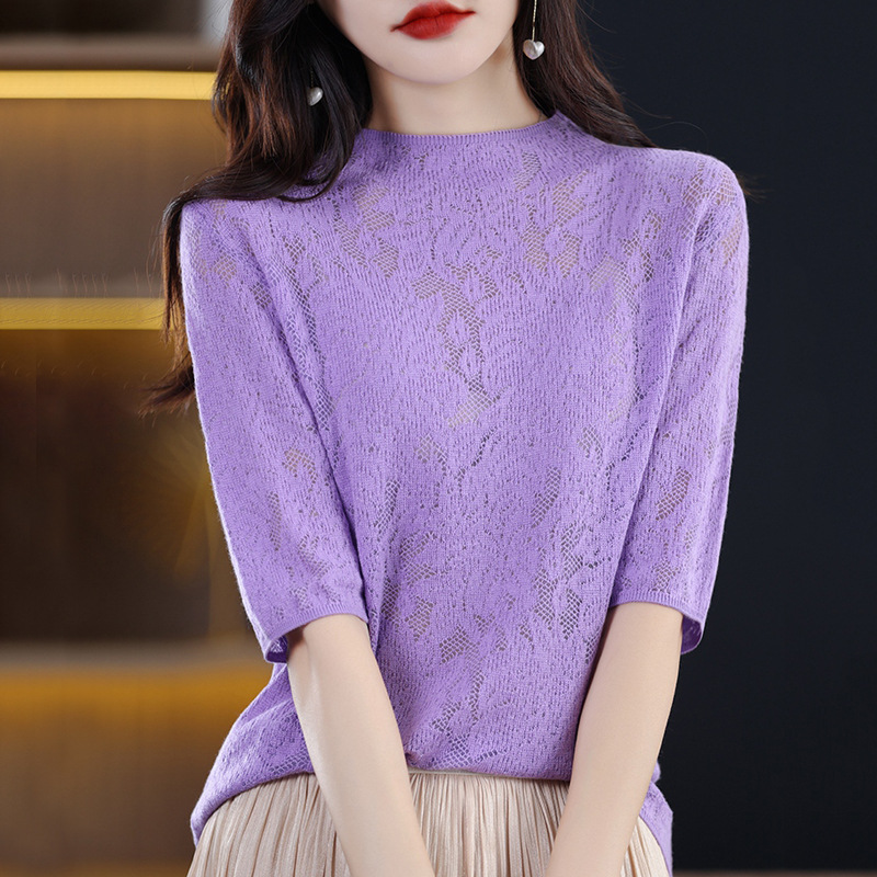 Summer woolen knitted lace base body-friendly sweater