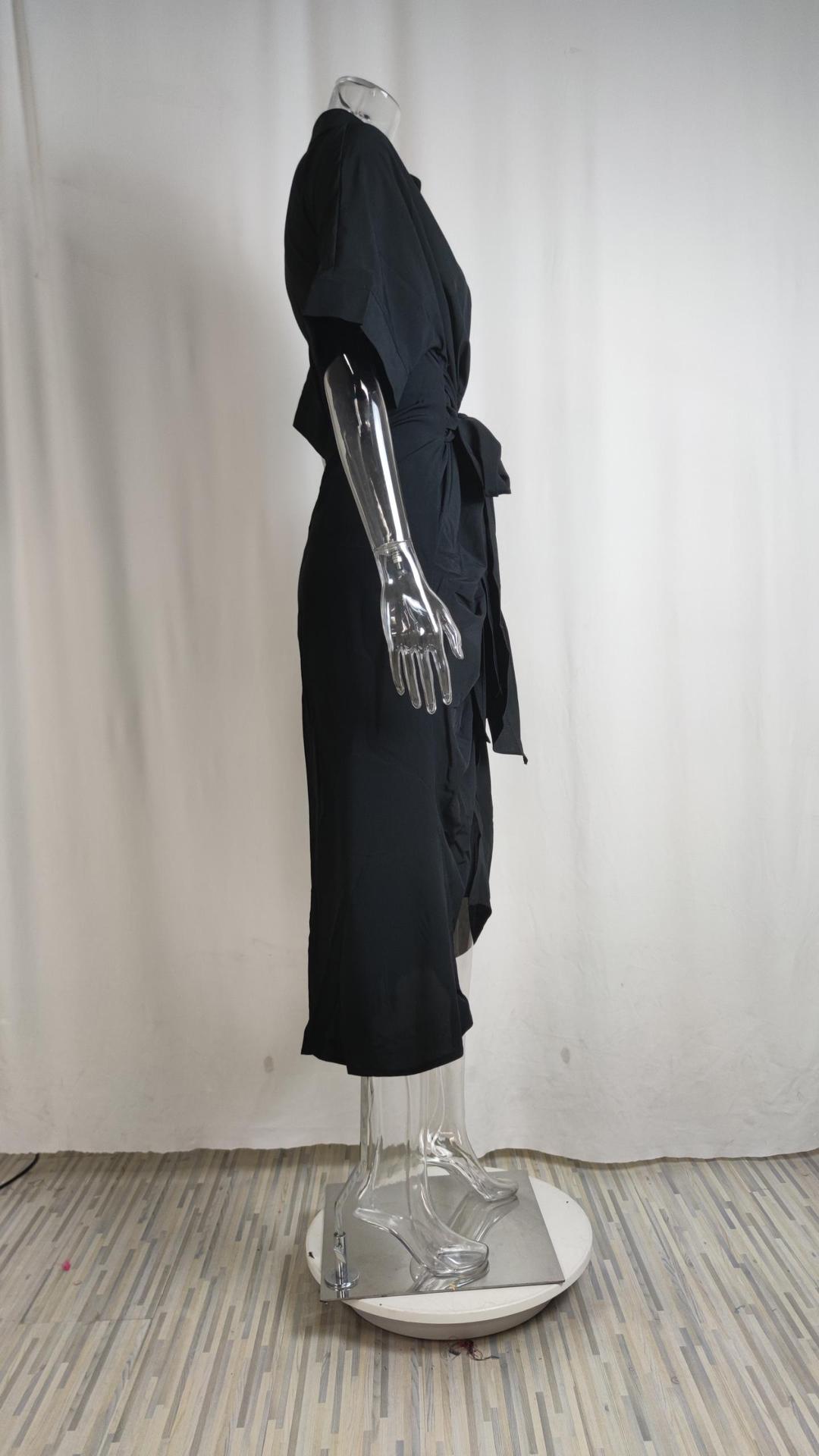 210g Weight Midi Dress Dress Length Type Short Sleeve Sleeve Length Sheath Dress Dresses Type Regular Sleeve Sleeve Type Polyester Fabric Type High Waist Waist Line Holiday, Daily Occasion V Neck Neckline Regular Fit Fit Type Solid Color Pattern Summer Season Women's Gender Button Design Elegant Style Wholesale Women's Elegant Button Solid Color Holiday Daily V Neck Short Sleeve Sheath Dress 8