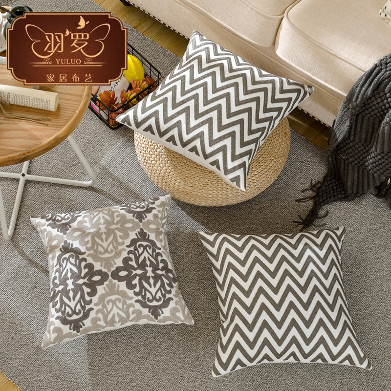 Toalla bordado lana bordado algodón sofá almohada cojín cubierta americana pastoral retro geométrico nórdico simple almohada