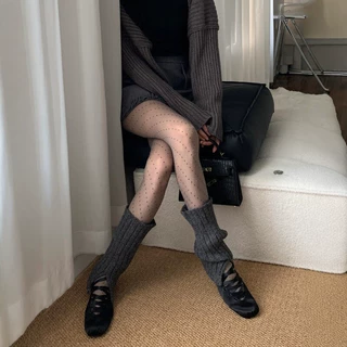 日韩系开叉袜套针织条纹小腿套miu系配丝袜高级感秋冬JK堆堆袜女