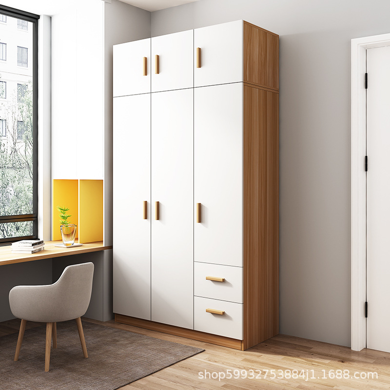 Armario de dormitorio moderno simple doméstico pequeño armario de alquiler de habitaciones armario de almacenamiento armario de tres puertas image 3