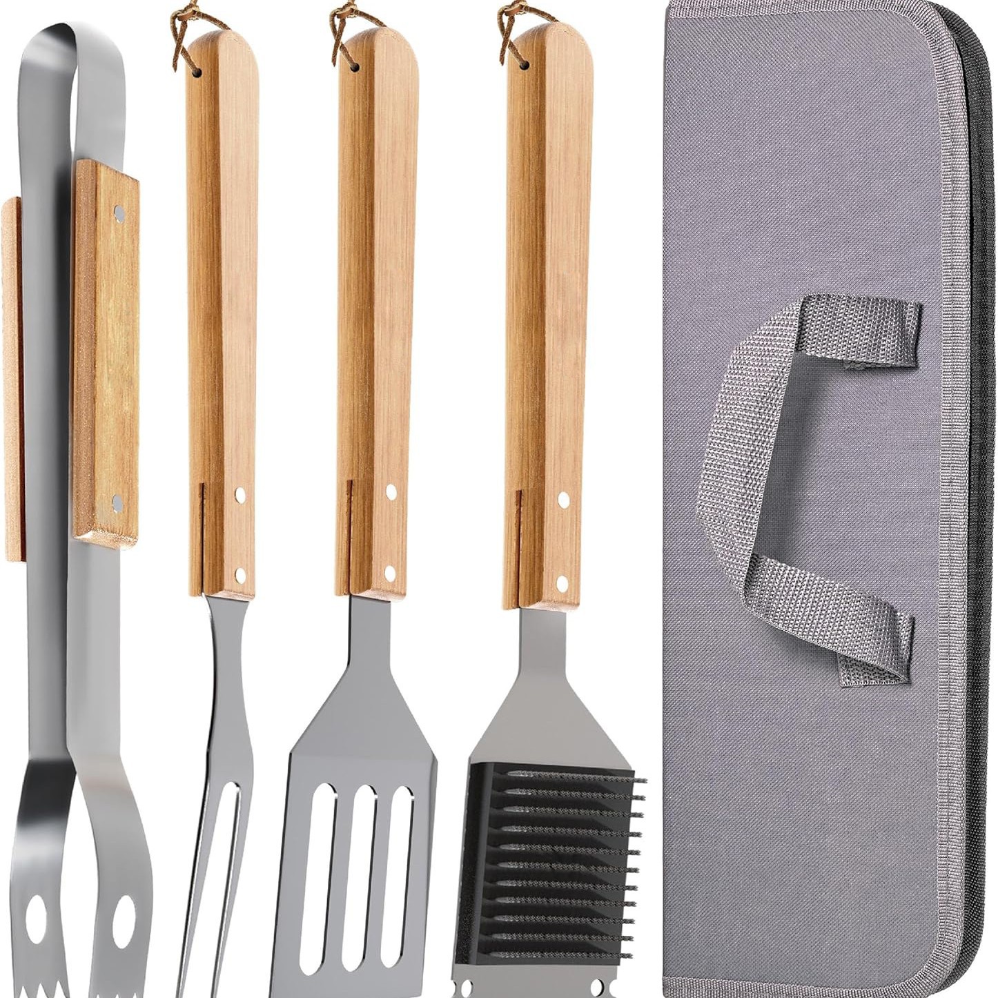 Amazon Cross-border venta caliente juego de barbacoa al aire libre BBQ mango de madera para hornear juego combinación de herramientas de barbacoa