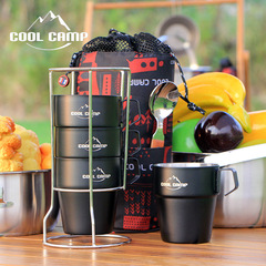 Thickened 304 stainless steel 4-piece coffee cup insulated anti-scalding double-layer vacuum cup picnic barbecue portable water cup