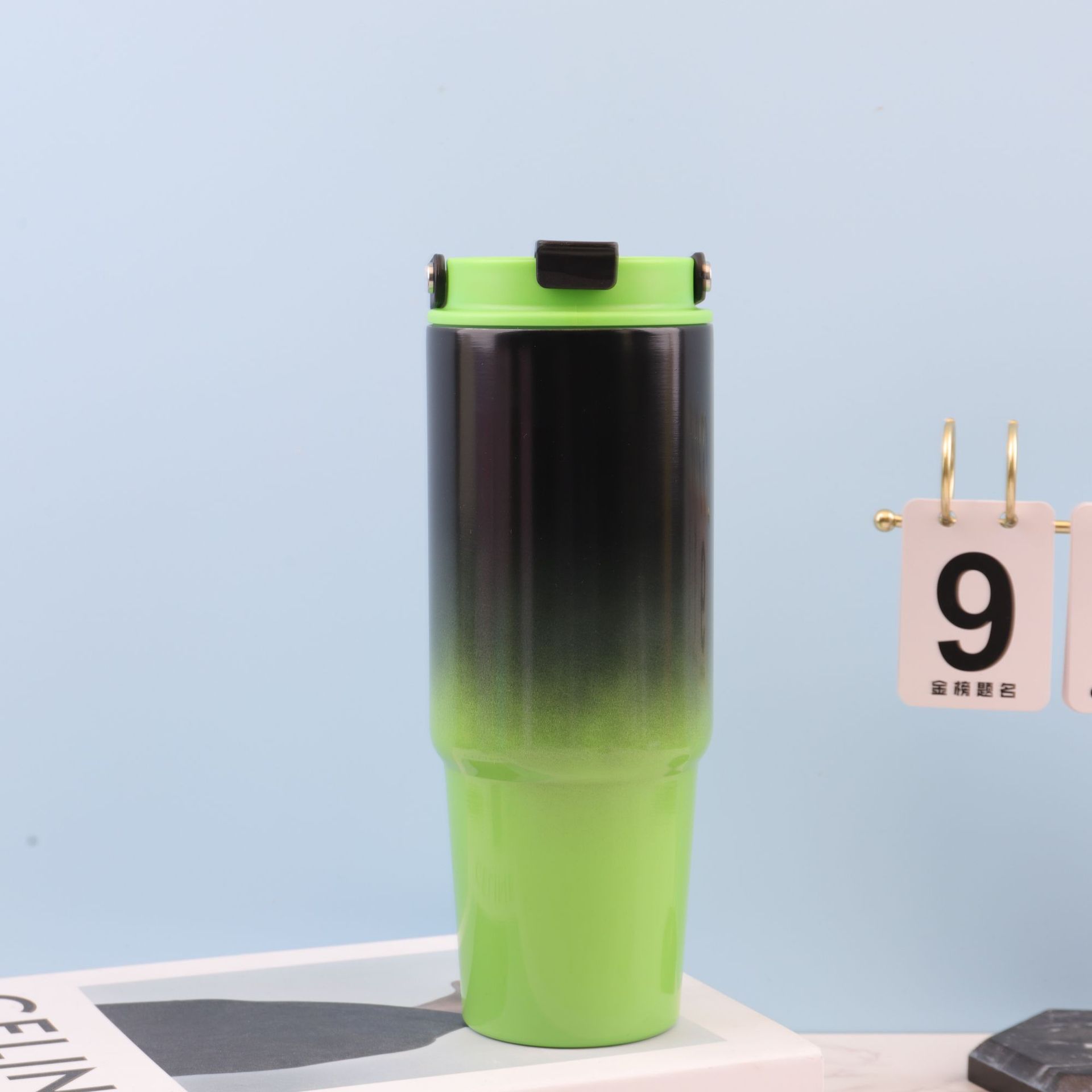 Taza termo portátil de acero inoxidable con color degradado transfronterizo caliente de 30oz, taza de agua para automóvil con pajita portátil al aire libre de gran capacidad