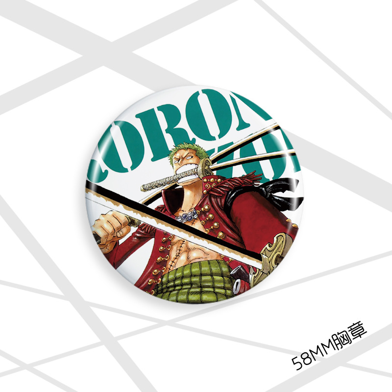 Insignia pirata 58mm Luffy Joba Sauron Nami Xiangji Ace insignia de dibujos animados broche de regalo
