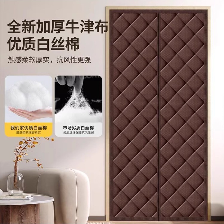 Nuevo tipo de cortina de puerta de algodón de invierno caliente para el hogar a prueba de aire acondicionado, viento grueso a prueba de frío, aislamiento térmico a prueba de viento, adsorción magnética autoadhesiva