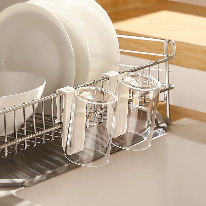 Drying rack with glass, glass, bottle, brush, storage system