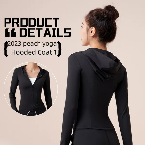 Juyitang's New Long-Sleeved Slim-Fitting Hooded Yoga Jacket for Women, Windproof Running Fitness Yoga Jacket