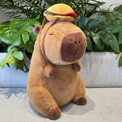漢堡卡皮巴拉玩偶可愛水豚毛絨玩具大號公仔男女朋友生日禮物