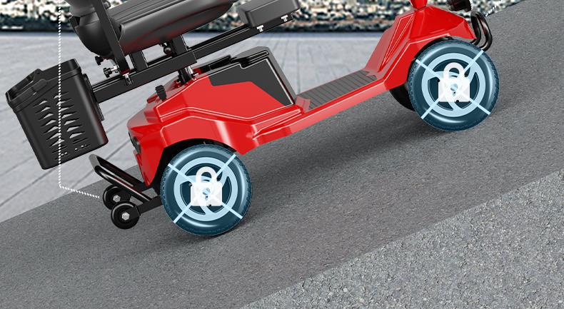 Elderly Mobility Scooter, Four-Wheel Electric Vehicle for Disabled People, Double-Seater, Foldable, Small Electric Scooter for Home Use, Low-Speed Folding