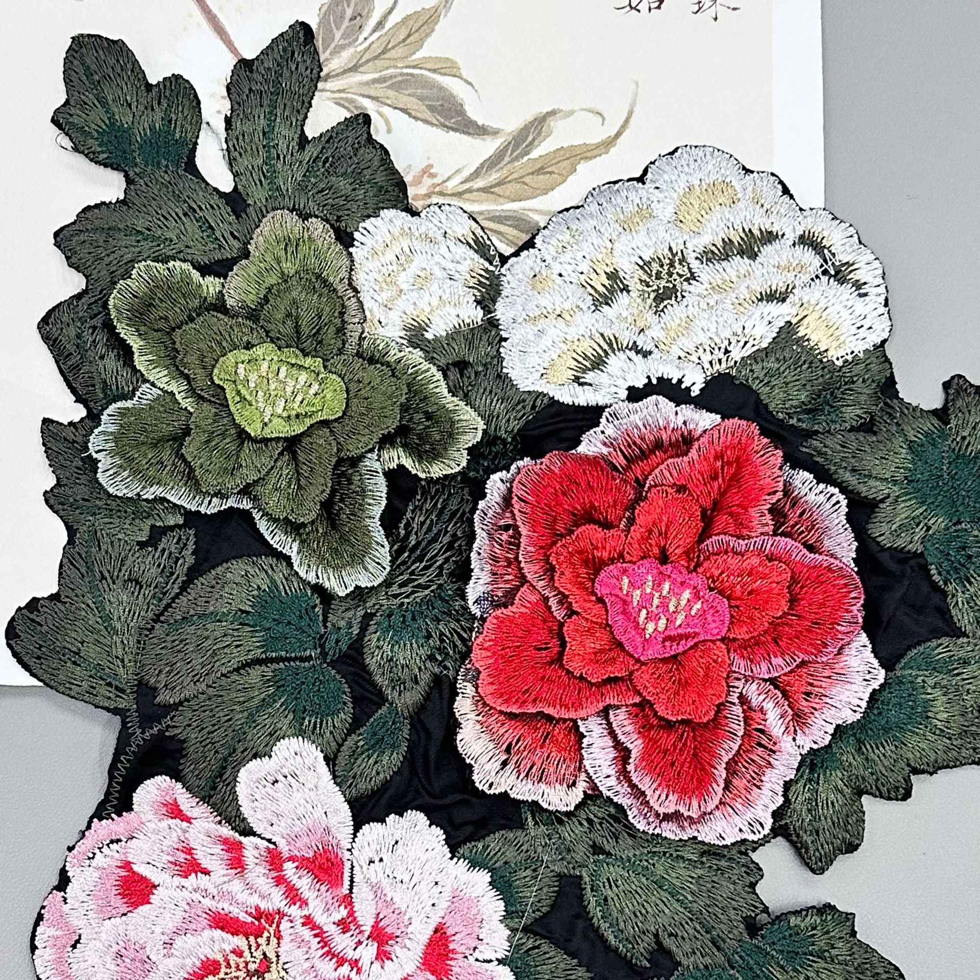 Hijo de vidrio bordado multicapa 3D cosido a mano tela de flores didiy cheongsam ópera ropa de baile accesorios de ropa sin pegamento image 4