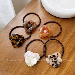 朵薇飾品法式復古高彈力發圈高級感金標馬尾皮筋醋酸板材頭繩髮飾