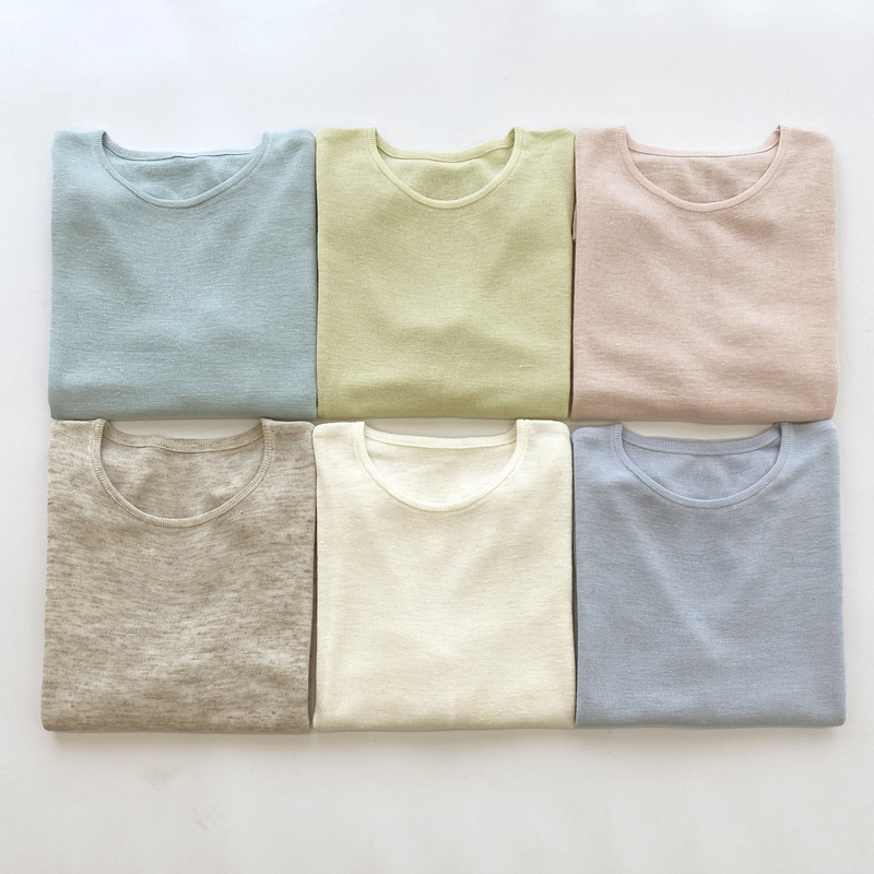 25夏装新品韩版圆领简约风针织长袖女幻彩天丝麻轻薄透气27170