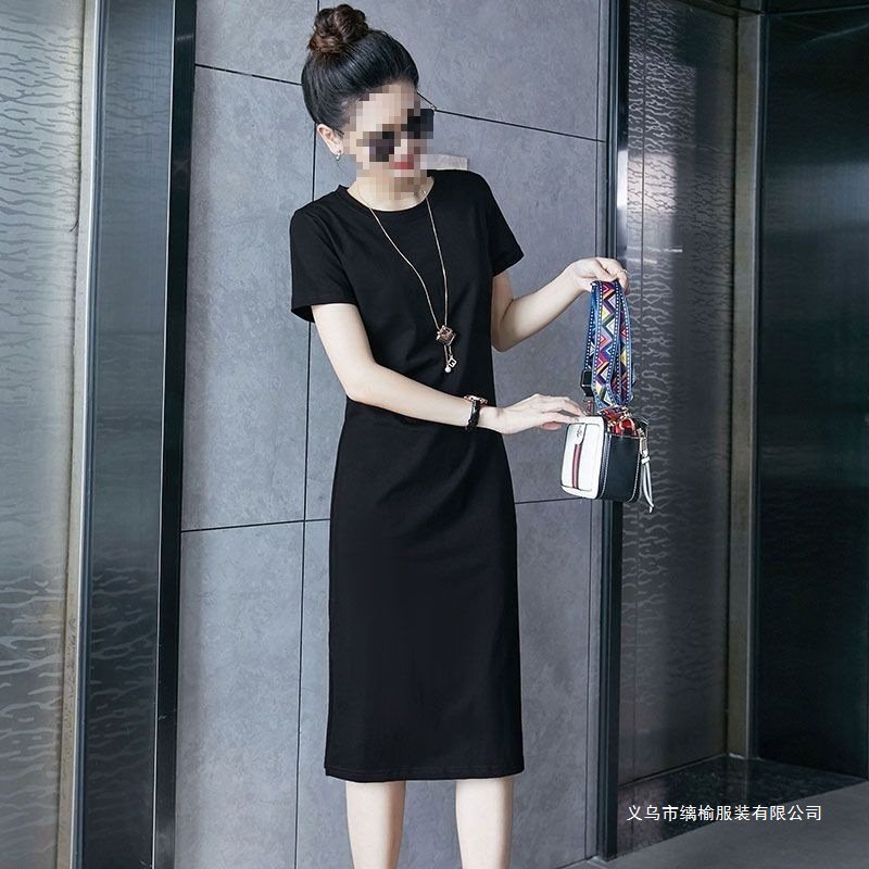 Round Neck Elegant Dress for Women, Summer 2026 New Style, Black Simple and Elegant Short-Sleeve Cotton Dress in 95 Colors, Over-The-Knee Length Round Neck Elegant Dress for Women, Summer 2026 New Style, Black Simple and Elegant Short-Sleeve Cotton Dress in 95 Colors, Over-The-Knee Length