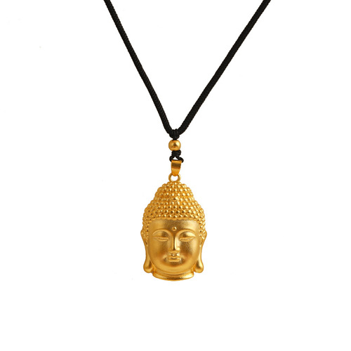 Sand gold ethnic style Buddha head necklace, versatile imitation gold Buddha ball chain, copper ornaments, sand gold pendant accessories, new product