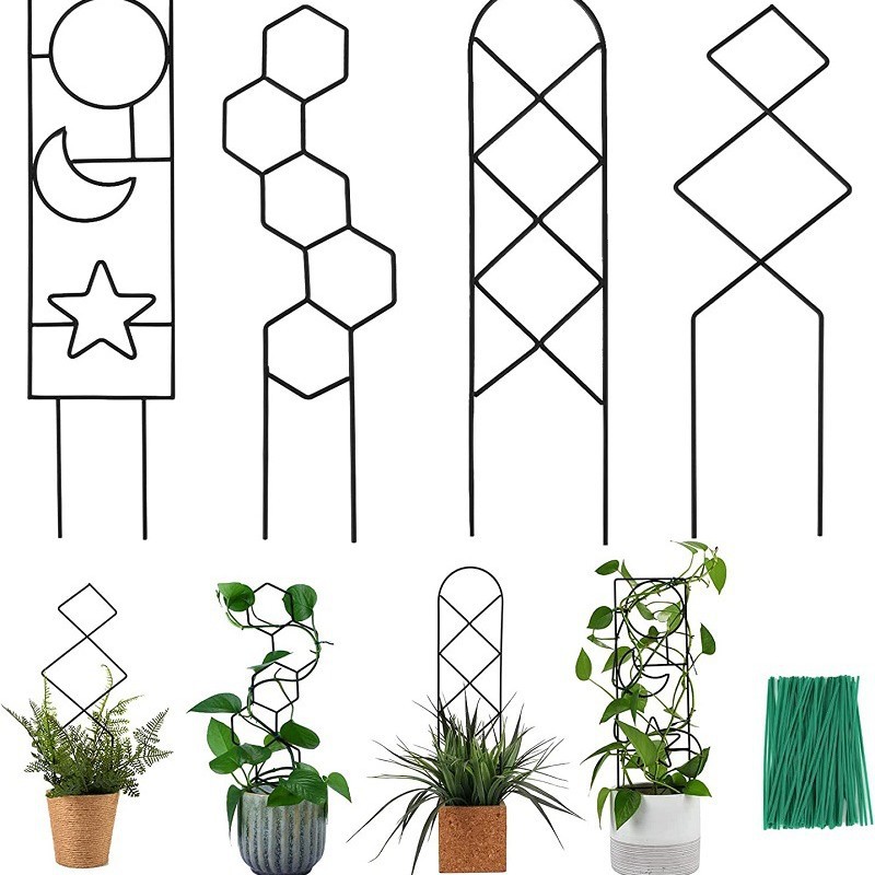 Transfronteriza dedicado planta escalada Marco de soporte creativo de alambre de loto flor maceta soporte ratán rack metal hierro varilla fija