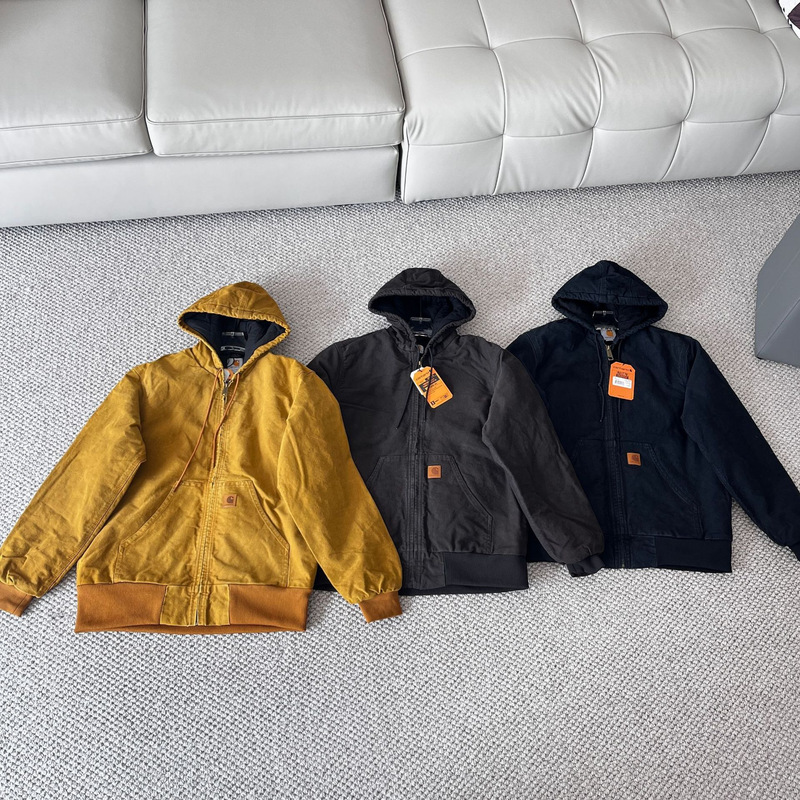 Cross-Border Car J130 Canvas Hooded Jacket American Retro Workwear Coat with Fleece and Thick Cotton Lining for Men and Women Trendy Style