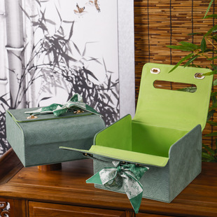 2025 Dragon Boat Festival Gift Box High-end Leather Portable Box Zongzi Red Wine Packaging Box Business Gift Accompanying Gift Box in stock