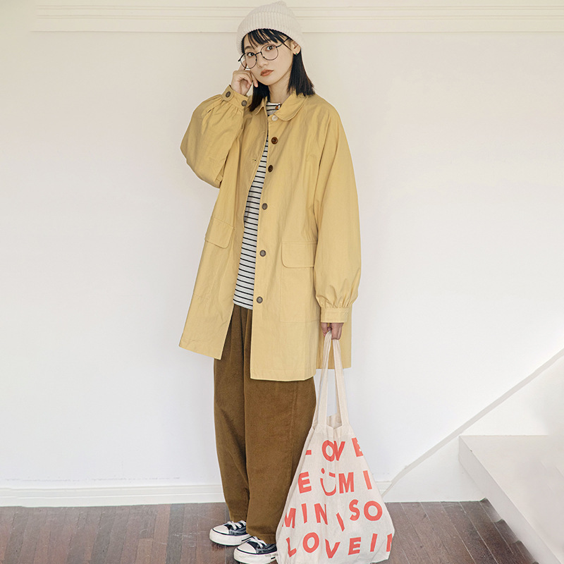 皇峥 ラグランスリーブ 小柄女性向けウインドブレーカージャケット 2025春秋新作 日本風 ゆったりカジュアルトップス ミドル丈