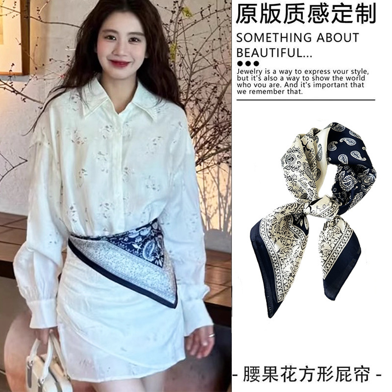 老钱风优雅搭配领巾小方巾70cm韩系新款丝巾女高级感复古百搭印花|undefined