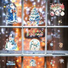 新しいサンタクロース窓吸着フィルム冬 ing ステッカー雪だるまクマクリスマスツリーロマンチックな装飾ウィンドウステッカー
