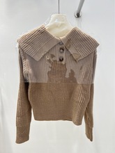 南油刘诗诗同款宽松型套头翻领气质通勤棕色针织长袖毛衣翻领套头