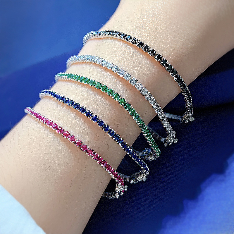 Wholesale Elegant Classic Style Round Sterling Silver Inlay Zircon Bracelets display picture 3