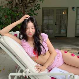游泳衣女可爱少女小胸复古小波点飞边纯欲风分体泳装比基尼Bikini