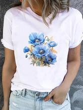 Flower Sweet Trend Cute 90s T-shirt Ladies Fashion Basic Wom