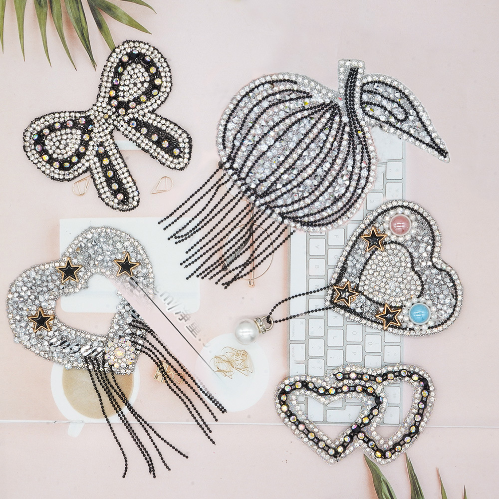 兆顺新款水钻补丁贴蝴蝶结烫钻烫图服装鞋帽装饰烫钻布贴厂家批发