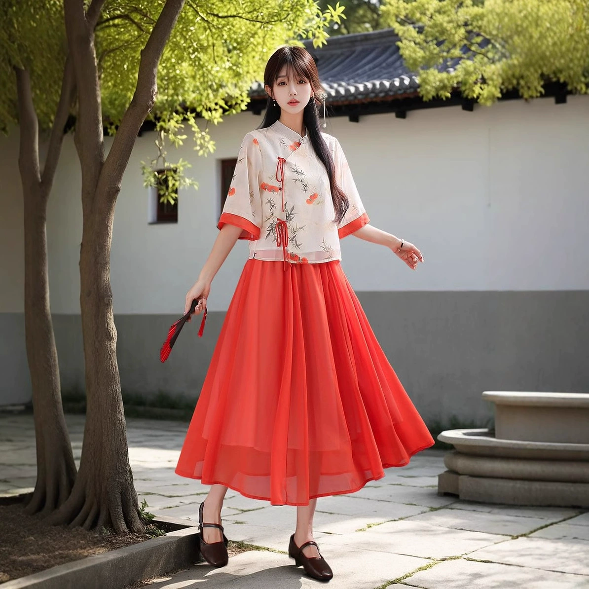 Весенне-летний новый стиль женской одежды в стиле Республики Китай, китайский стиль, все хорошо, костюм Тан с принтом, улучшенный чайный костюм династии Хань.
