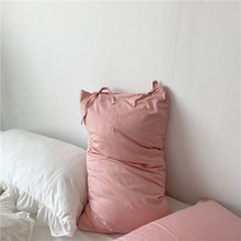 JIH3批发太好搭！橡皮脏粉豆沙 斜纹纯色单人枕套枕头罩尺寸