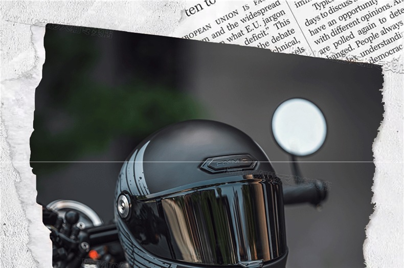 Rymic Retro Cruise Full-Face Motorcycle Helmet Men's and Women's Motorcycle All-Season Safety Helmet Bluetooth Slot 3C Certification
