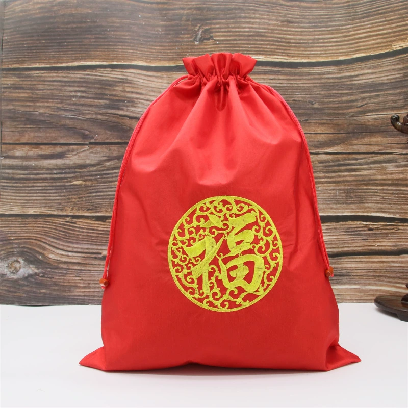 В наличии оптом красный мешок подарок шнурок парчи мешок Новый год конфеты мешок большой подарочной коробке упаковка мешок