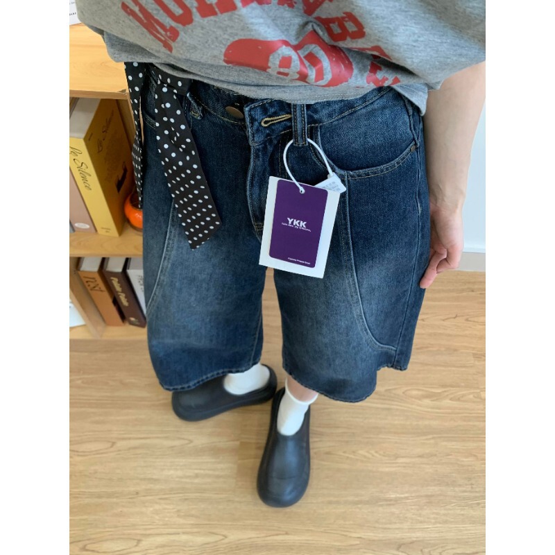 American retro straight-leg denim cropped pants for women, new summer style, plus-size, suitable for pear-shaped body, slimming, loose wide-leg pants American retro straight-leg denim cropped pants for women, new summer style, plus-size, suitable for pear-shaped body, slimming, loose wide-leg pants