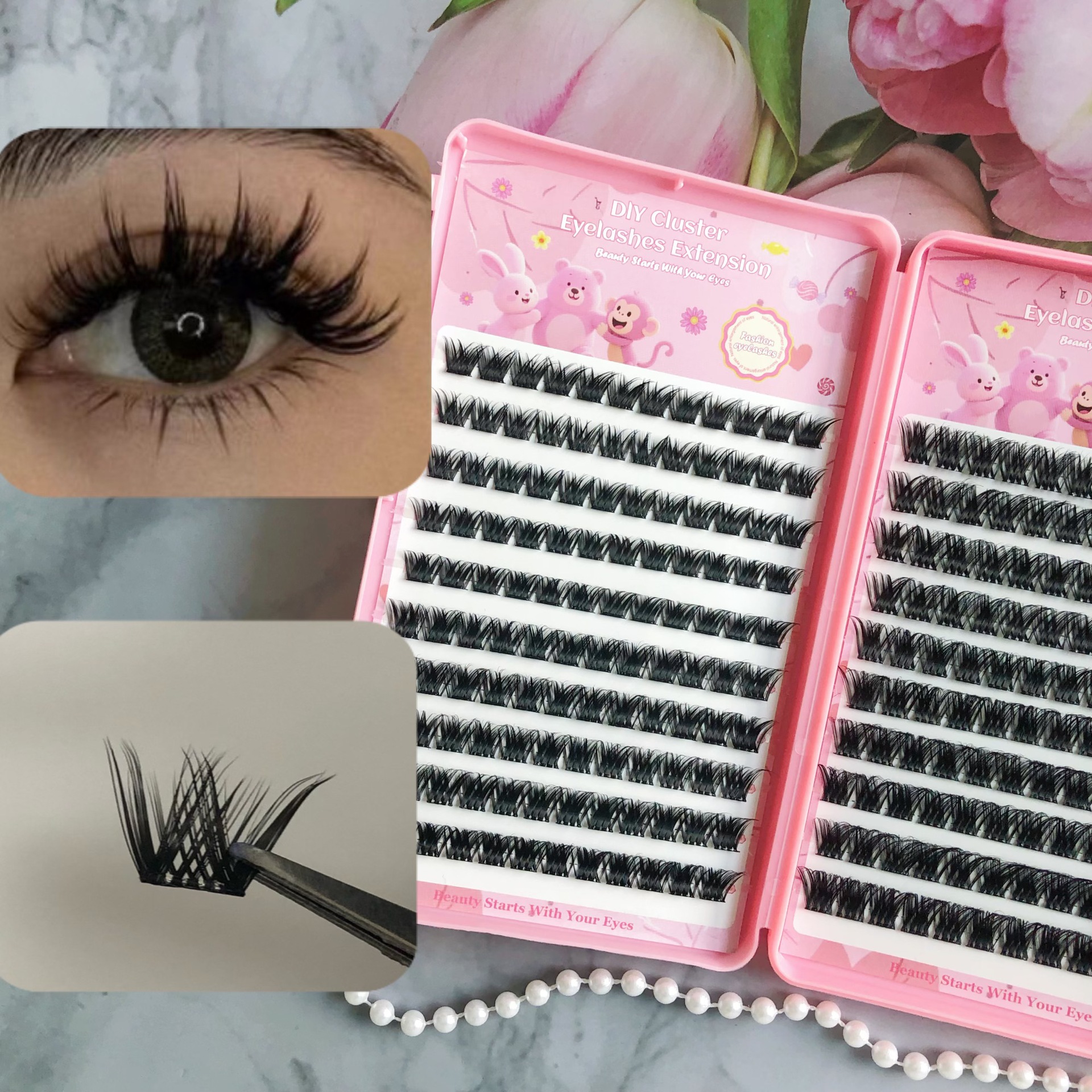 Transfronterizas pestañas falsas 30 - 100D comercio exterior caja de pestañas gruesas con pinzas de pegamento conjunto de pestañas falsas
