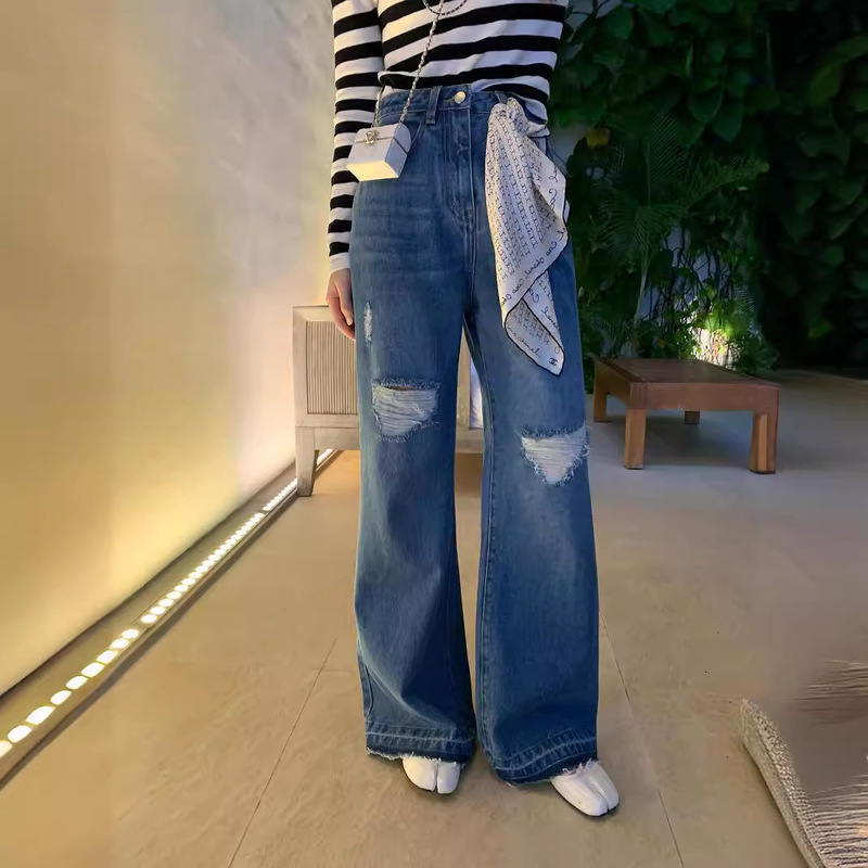 [in stock] VC Great God American Laminated Ripped Wide Leg Jeans Women's Spring New Pants