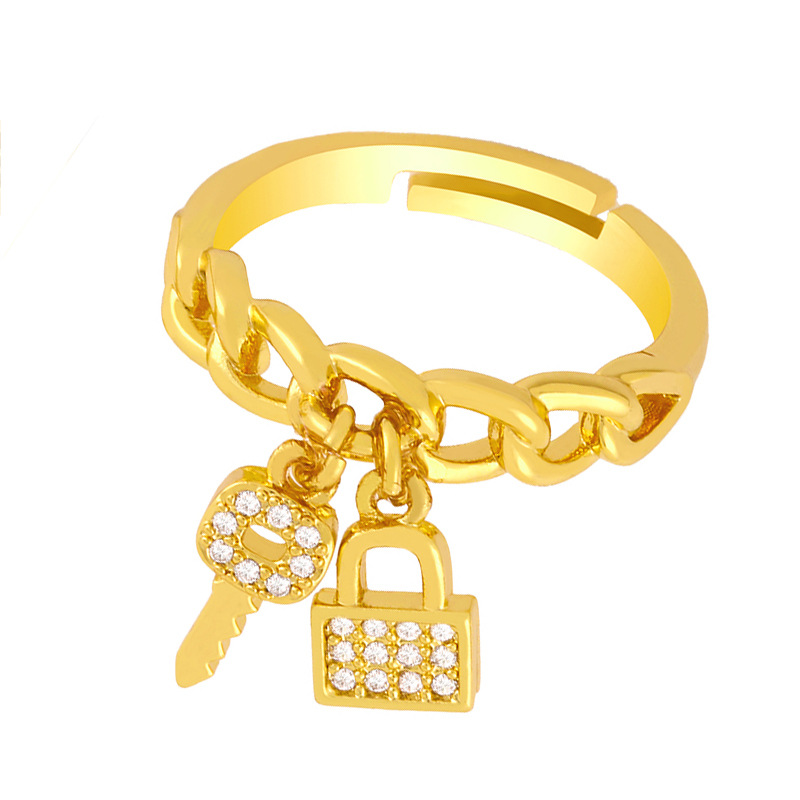 Fashion Key Lock Zircon Ring display picture 4