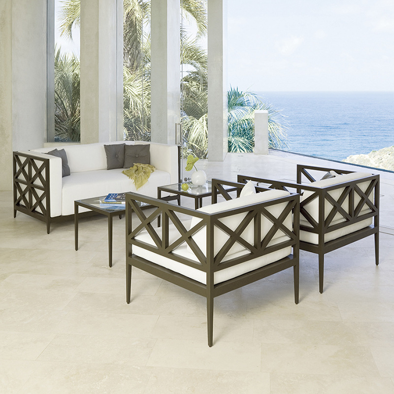 Mesa y silla de ocio al aire libre Villa patio sala de sol impermeable simple jardín al aire libre combinación de muebles de aleación de aluminio