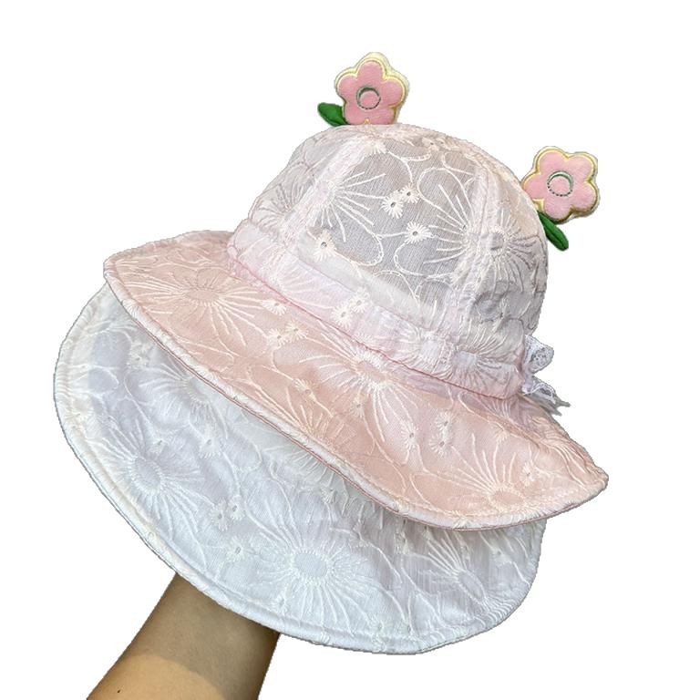 Sombrero de bebé primavera y verano sombrero delgado sombrero de sol bebé lindo sombrero de princesa niñas sombrero de pescador protector solar al aire libre coreano