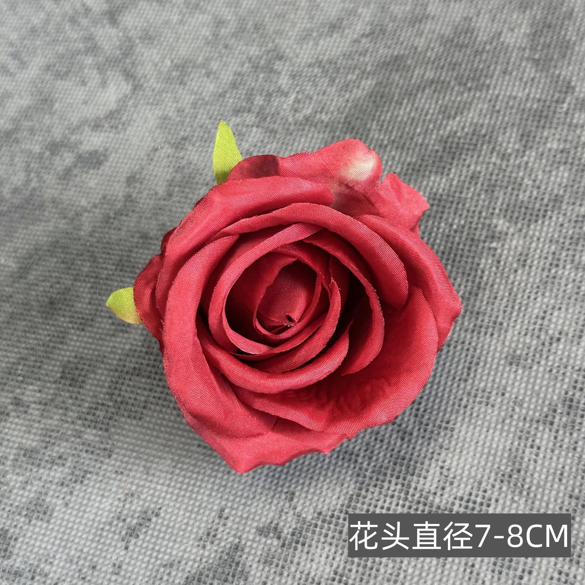 Franela artificial flor Rosa cabeza ramillete rojo boda flor pared tiro apoyos flor artificial arco flor artificial al por mayor