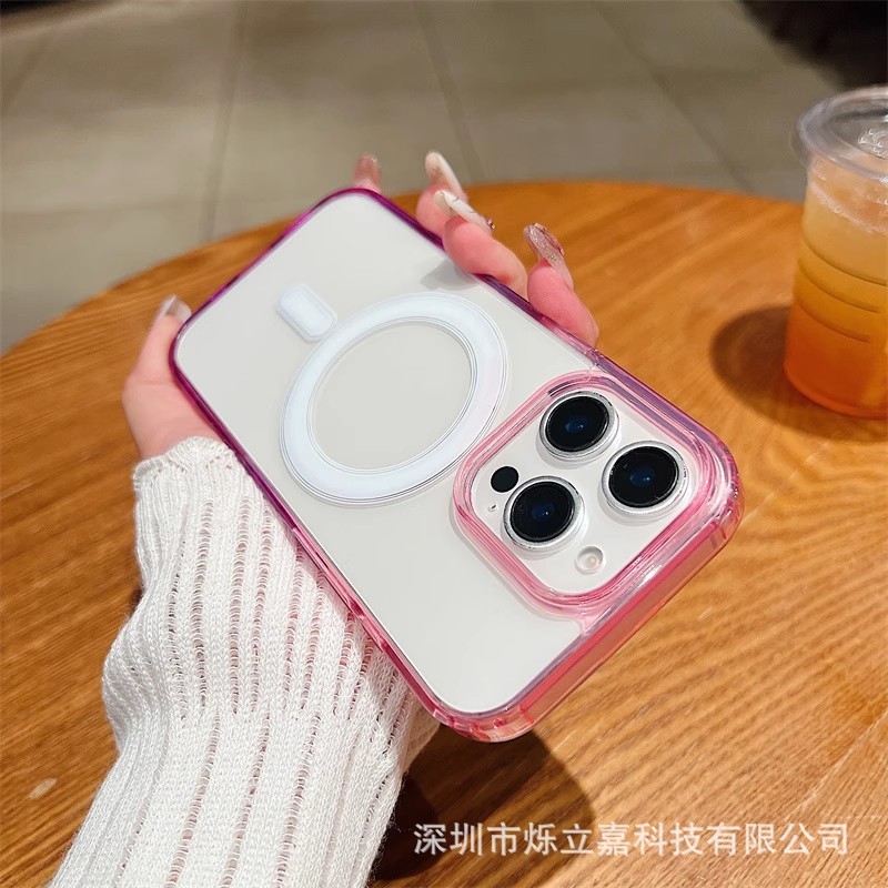 iphone17PROMAX 携帯電話ケースに適した 2 色のグラデーション磁気 Apple 16 アクリル透明保護カバー 15|undefined