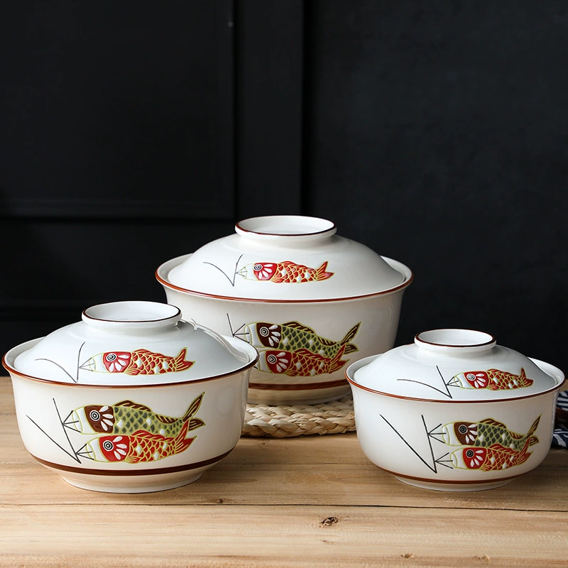 Японский ретро набор керамической посуды — чашка для супа и assorted plates
