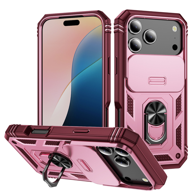 适用iPhone17Pro军事推窗三合一手机壳苹果16指环车载磁吸防摔保 - 8
